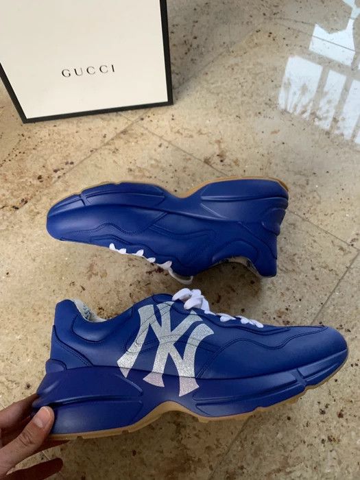 Gucci × New York Yankees Gucci x Yankees low top leather trainers Size US 8 / EU 41 - 16 Thumbnail
