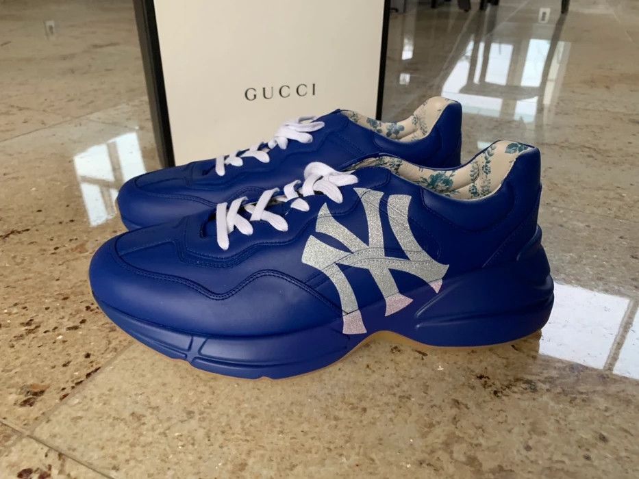 Gucci × New York Yankees Gucci x Yankees low top leather trainers Size US 8 / EU 41 - 5 Thumbnail