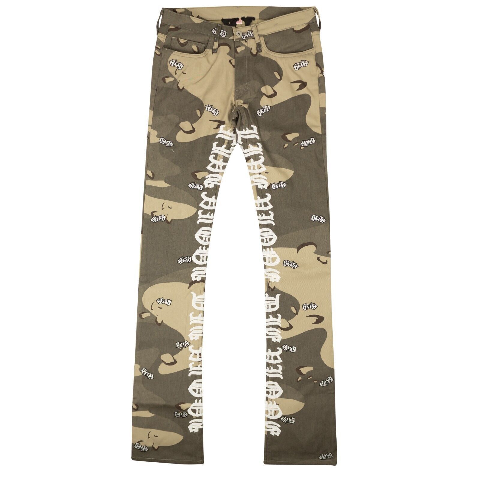 image of Vlone Unreleased Beige Desert Camo Dice 5 Pocket Jeans Size M, Men's