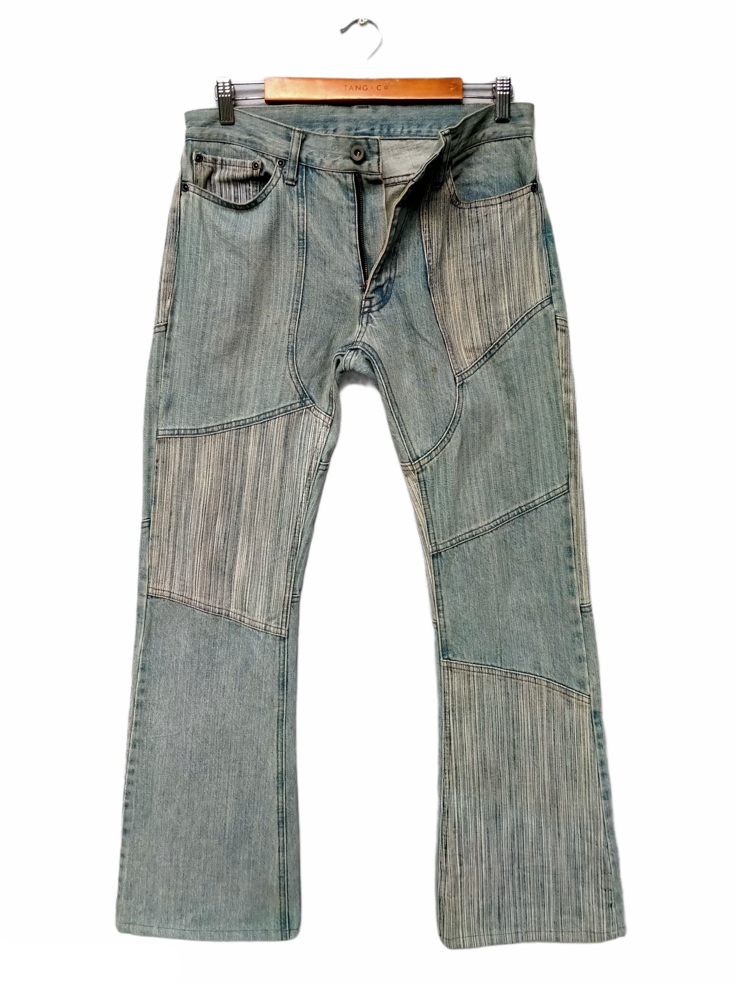 If Six Was Nine Vintage Rupert Edge Reconstructed Patchwork Denim Jeans Size US 32 / EU 48 - 1 Thumbnail