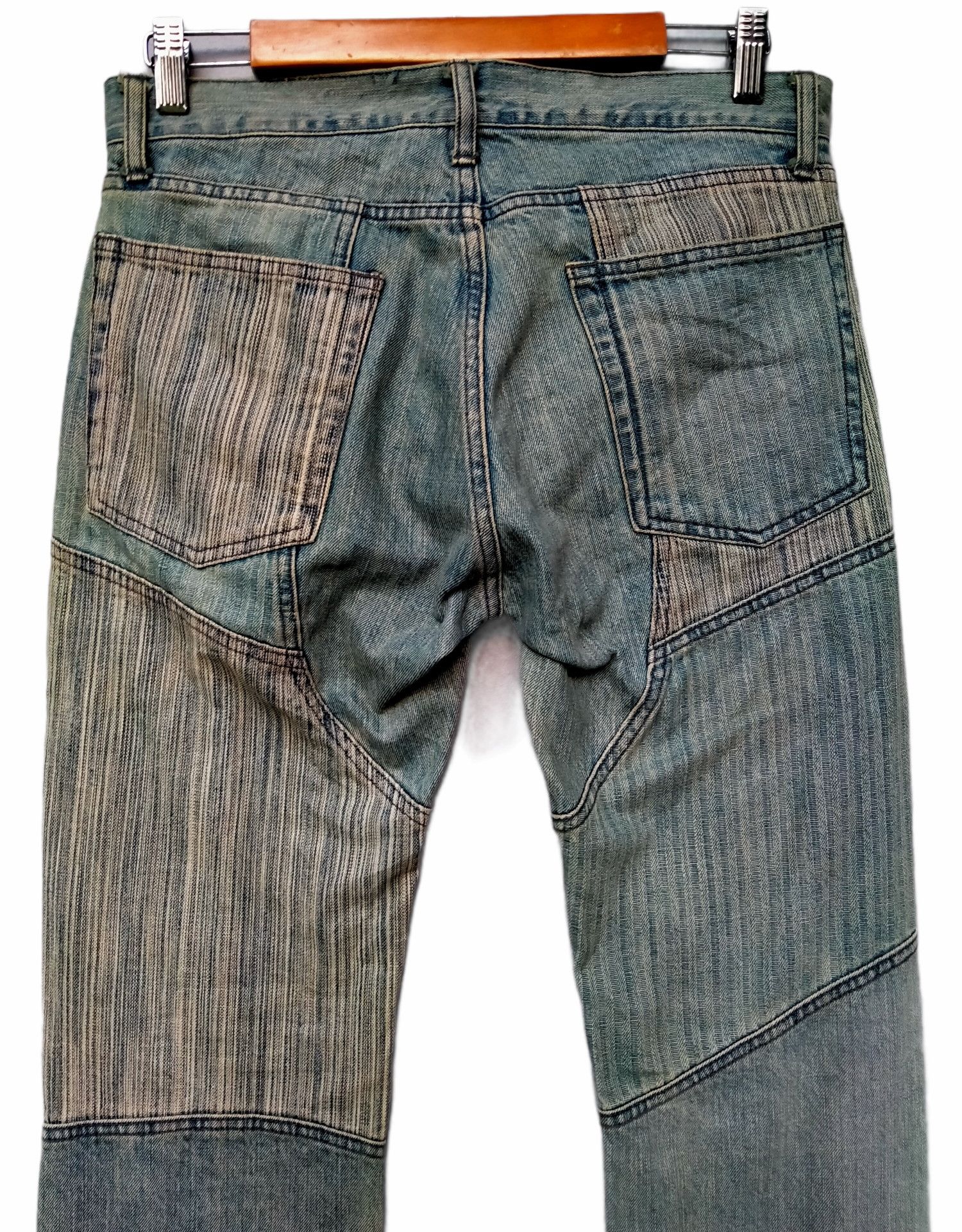 If Six Was Nine Vintage Rupert Edge Reconstructed Patchwork Denim Jeans Size US 32 / EU 48 - 8 Thumbnail