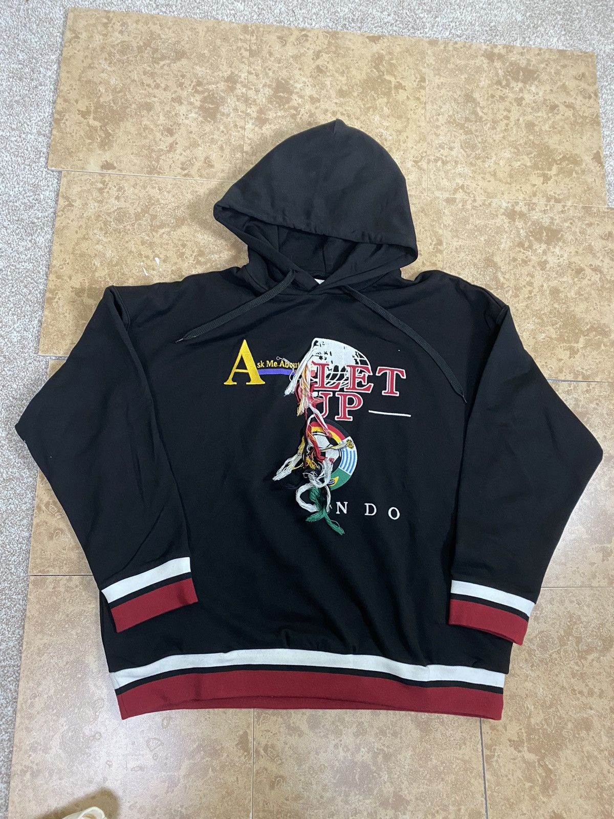 image of Doublet Ask About Fringe Hoodie in Black, Men's (Size Large)