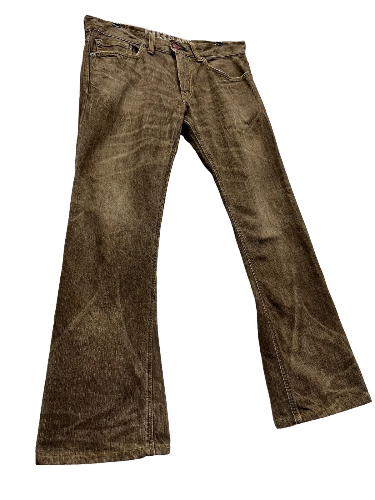 Edwin × Japanese Brand × Vintage Hottest Vintage FLARE💥Edwin Blue Trip Brown Made in Japan Size US 33 - 2 Thumbnail