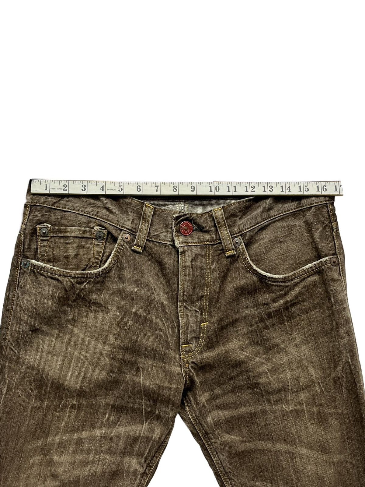 Edwin × Japanese Brand × Vintage Hottest Vintage FLARE💥Edwin Blue Trip Brown Made in Japan Size US 33 - 14 Thumbnail