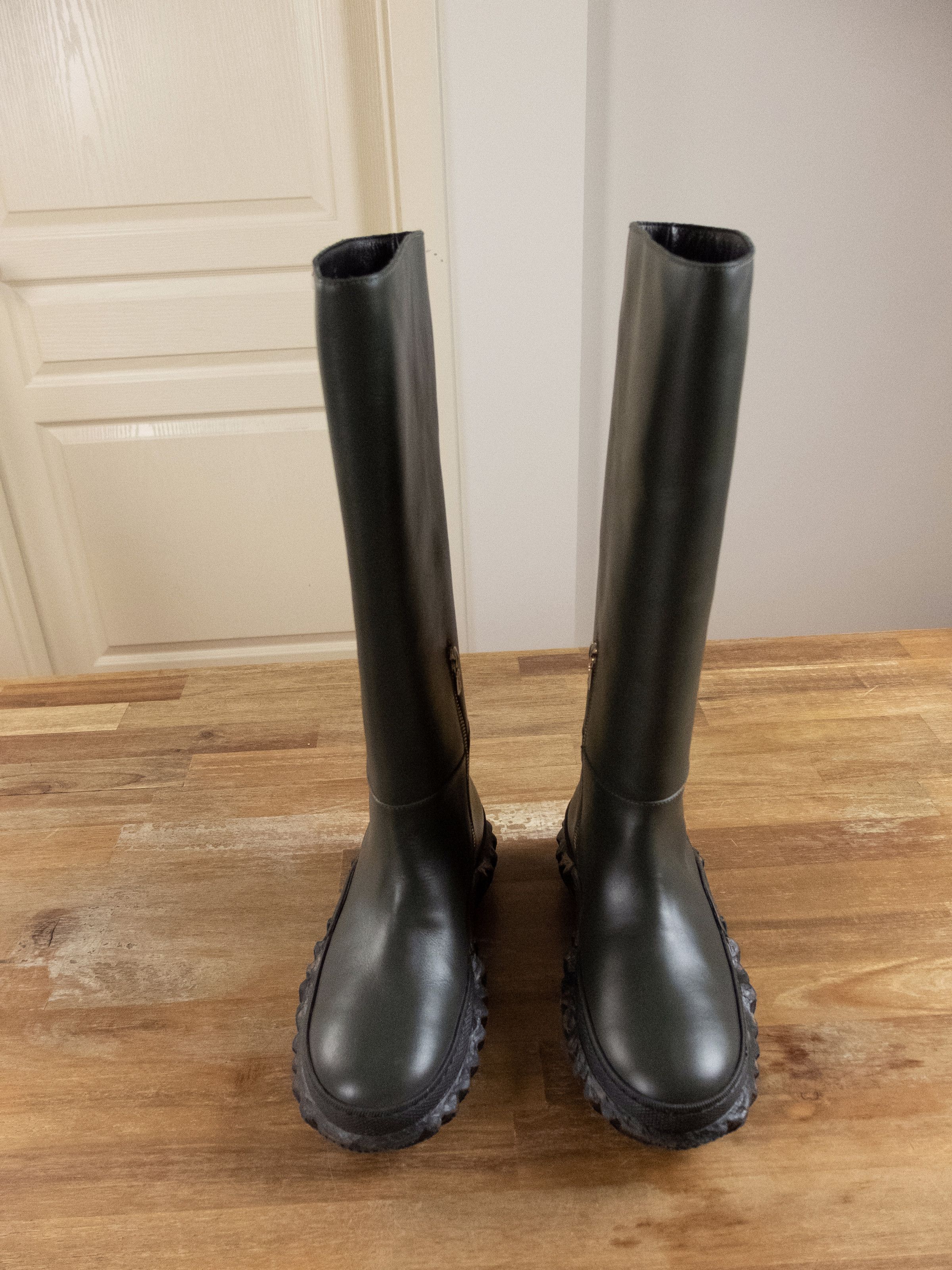 Marni MARNI dark green black knee high rubber sole leather boots 7 Size US 7 / IT 37 - 5 Thumbnail