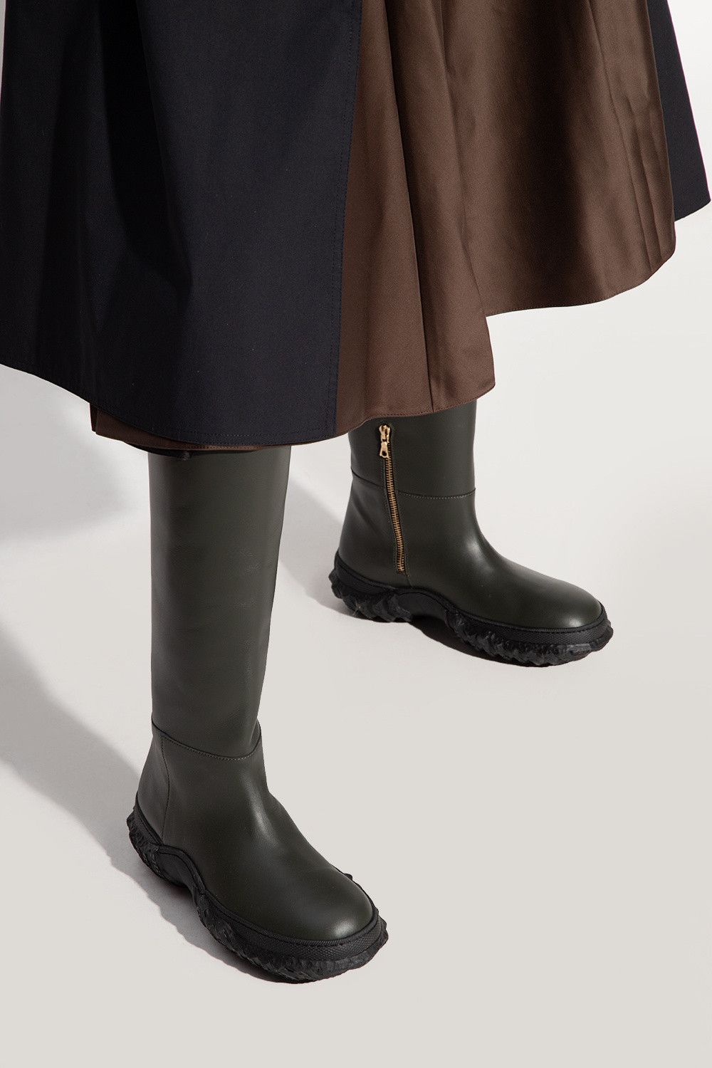 Marni MARNI dark green black knee high rubber sole leather boots 7 Size US 7 / IT 37 - 2 Thumbnail
