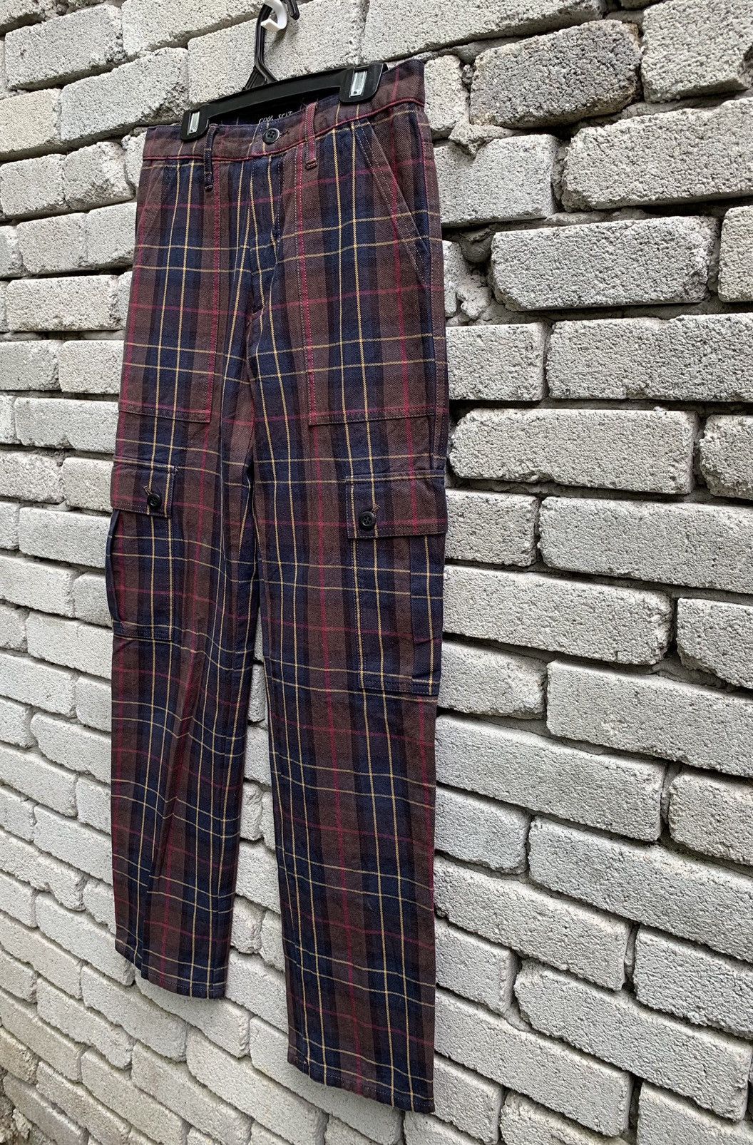 Japanese Brand Cool Scat Red Tartan Plaid Checkered Cargo Pants Punk Style Size US 28 / EU 44 - 3 Thumbnail