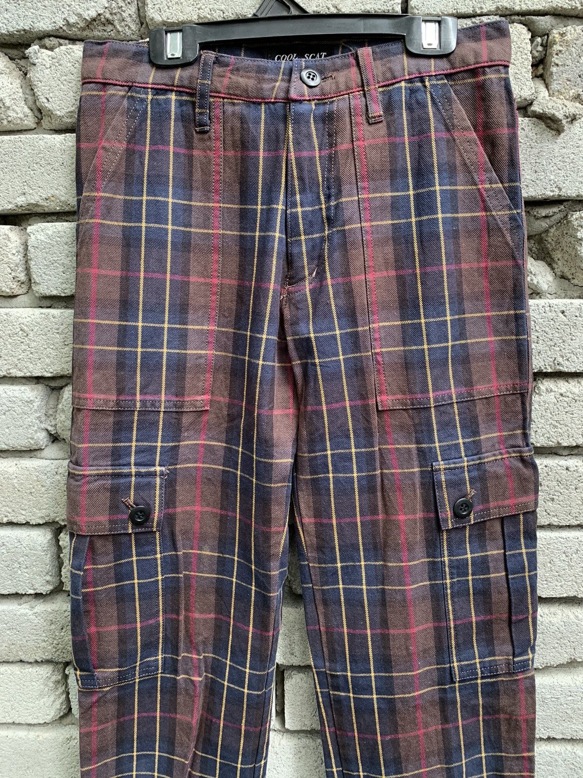 Japanese Brand Cool Scat Red Tartan Plaid Checkered Cargo Pants Punk Style Size US 28 / EU 44 - 11 Thumbnail