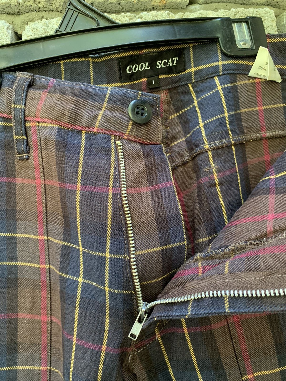 Japanese Brand Cool Scat Red Tartan Plaid Checkered Cargo Pants Punk Style Size US 28 / EU 44 - 8 Thumbnail