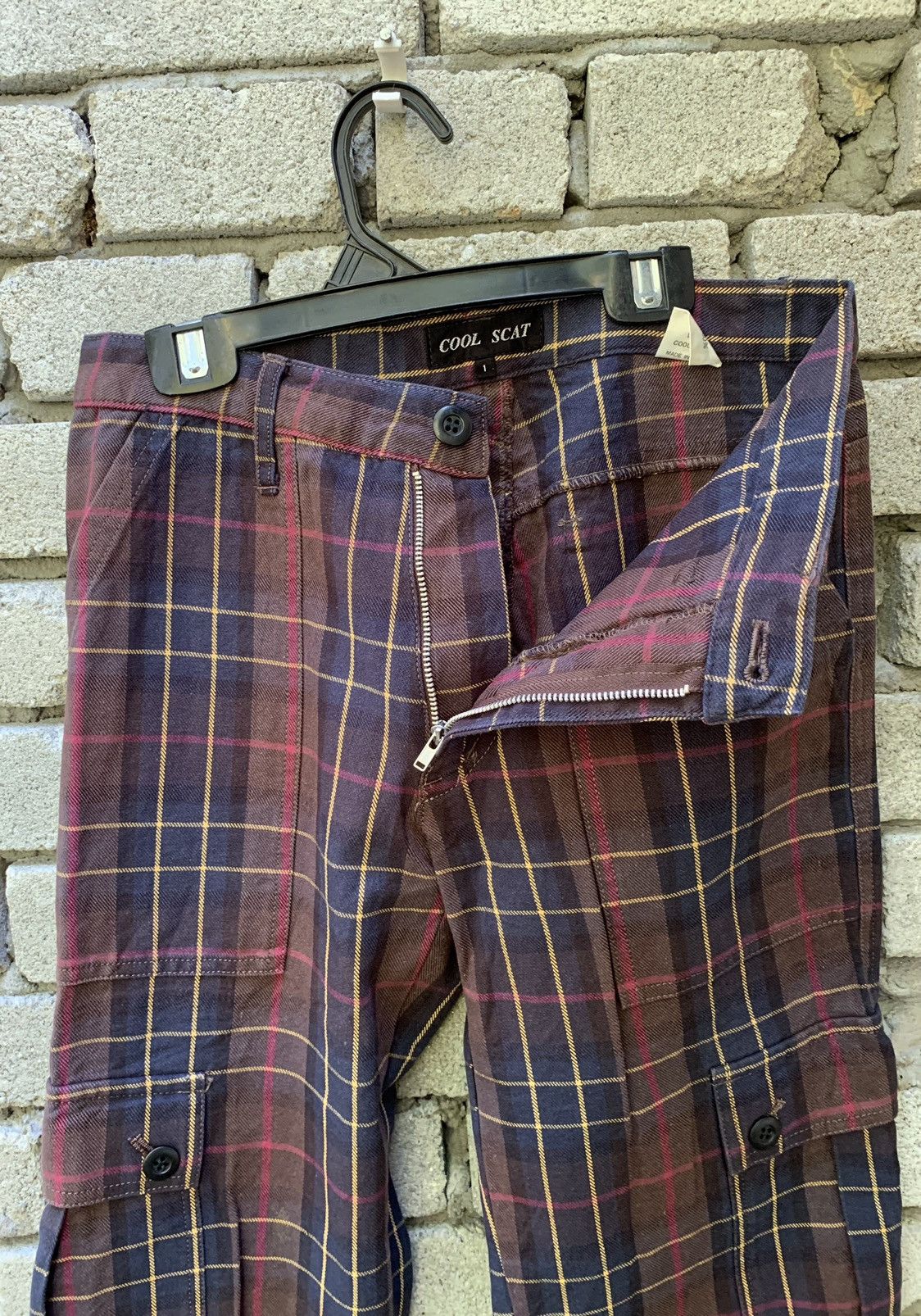 Japanese Brand Cool Scat Red Tartan Plaid Checkered Cargo Pants Punk Style Size US 28 / EU 44 - 7 Thumbnail