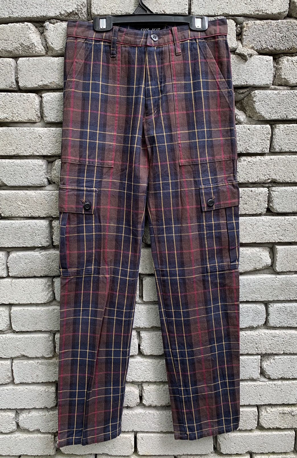 Japanese Brand Cool Scat Red Tartan Plaid Checkered Cargo Pants Punk Style Size US 28 / EU 44 - 1 Thumbnail