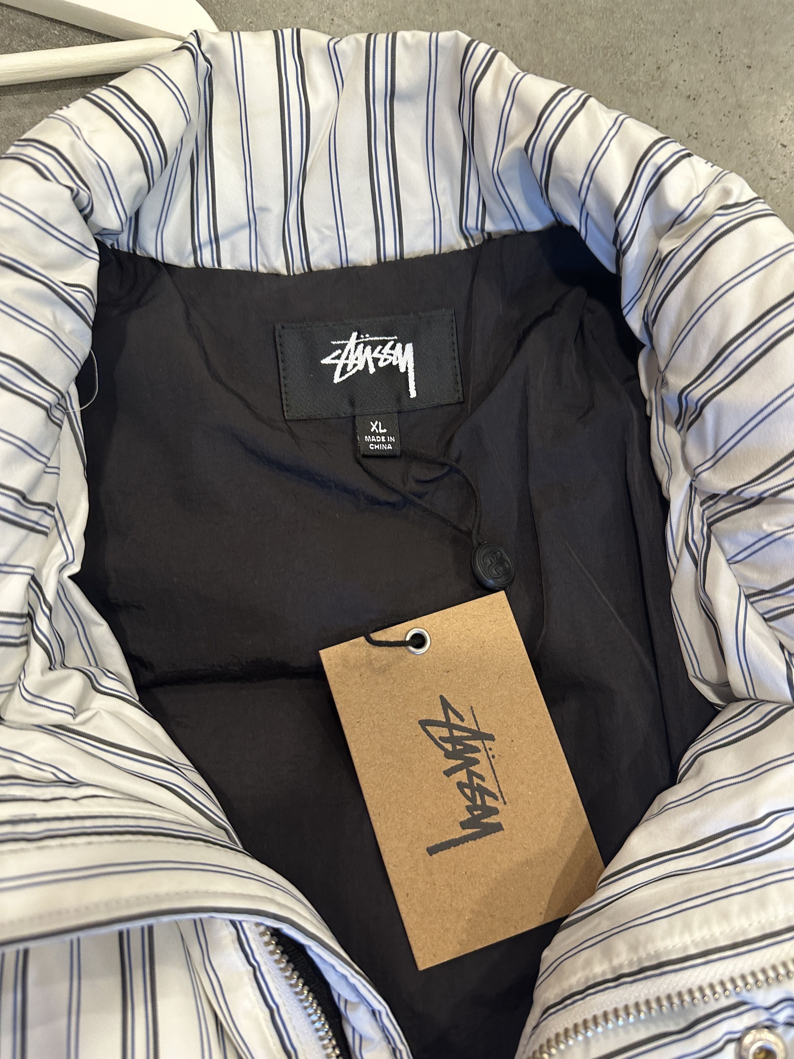 Stussy STRIPE DOWN PUFFER JACKET - BONE Size US XL / EU 56 / 4 - 5 Thumbnail