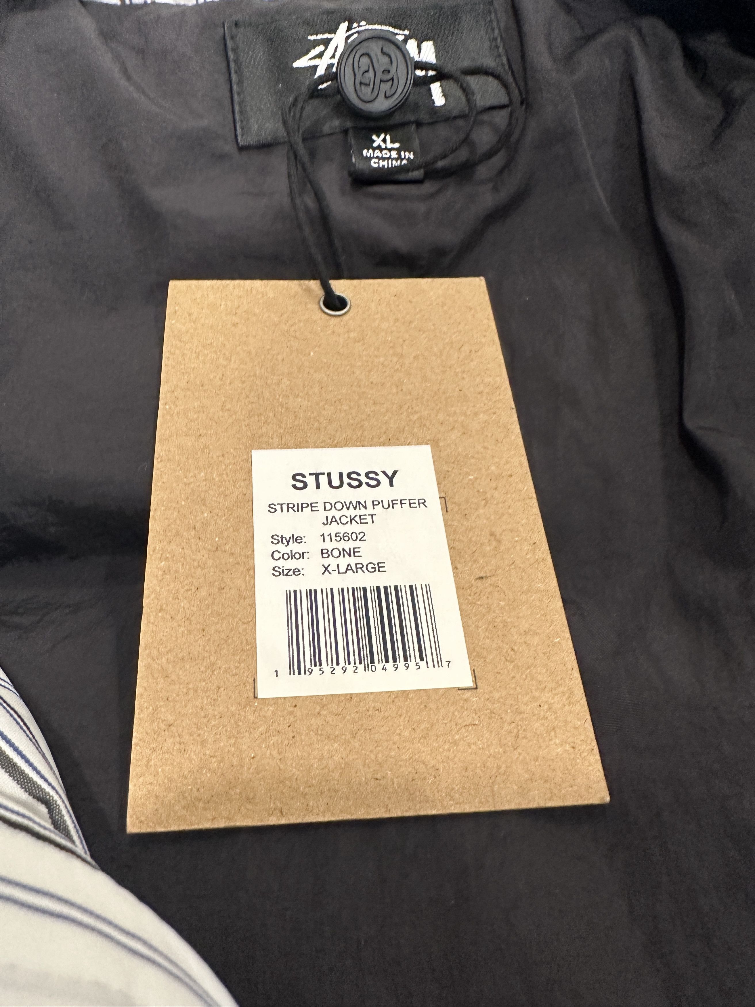 STRIPE DOWN PUFFER JACKET - BONE