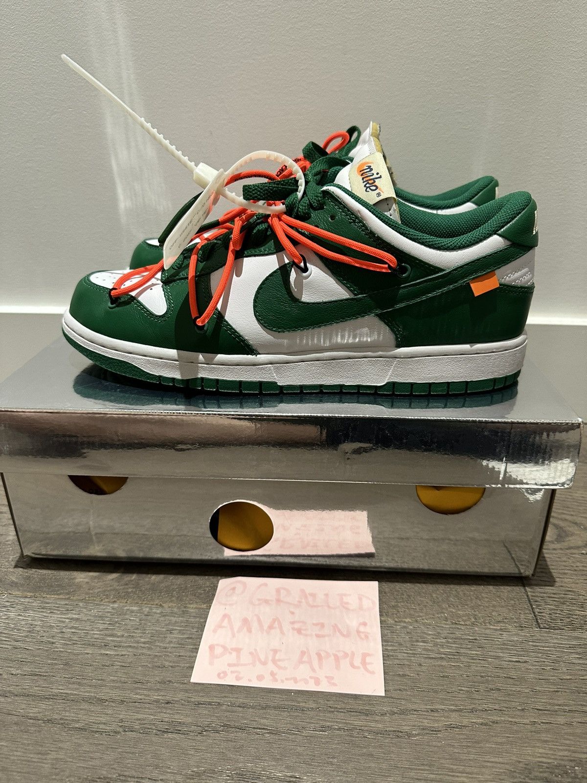 Nike × Off-White Nike Offwhite Pine Green Dunk Low Size US 10 / EU 43 - 1 Thumbnail