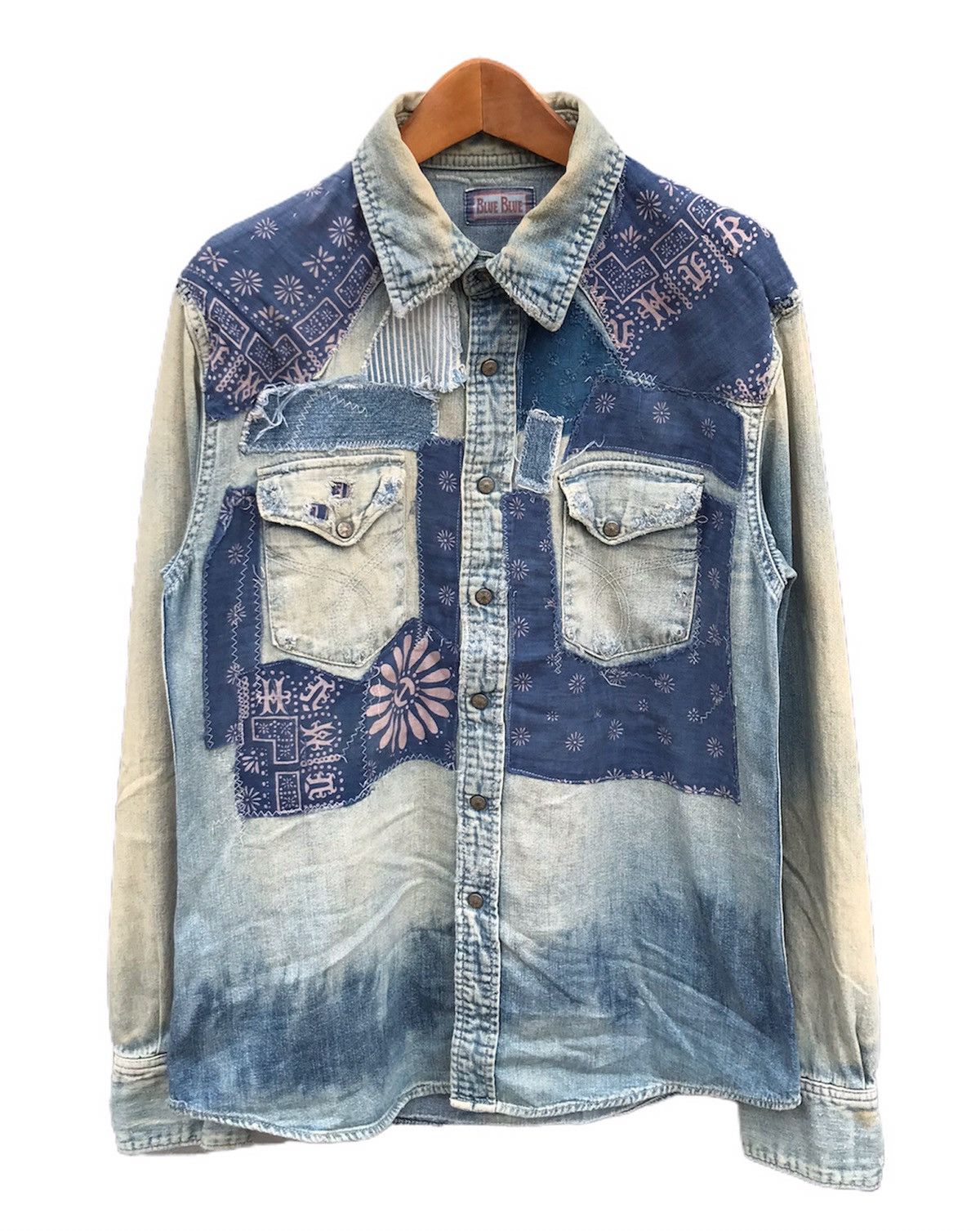 Blue Blue Japan Blue blue shashiko boro patchwork western denim shirts Size US M / EU 48-50 / 2 - 2 Thumbnail