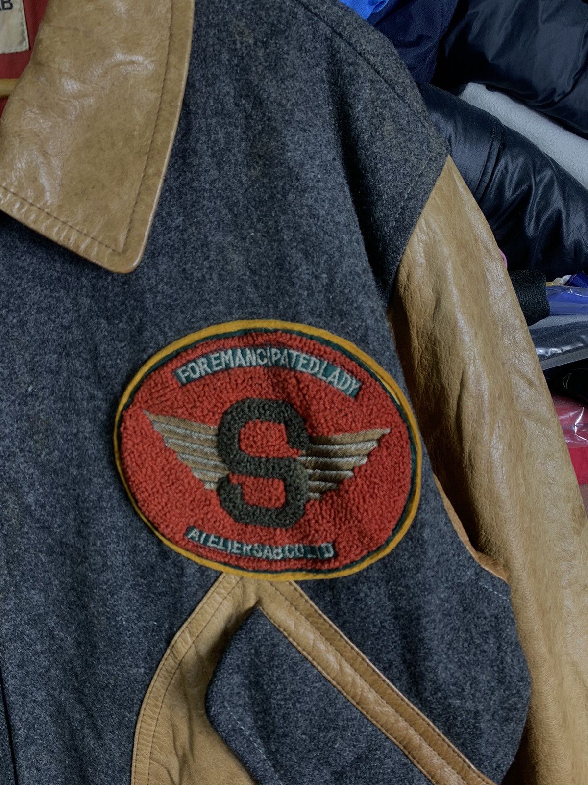 If Six Was Nine Vintage Japanese Brand Altier Sab Wool Leather Bomber Jacket Size US L / EU 52-54 / 3 - 2 Thumbnail