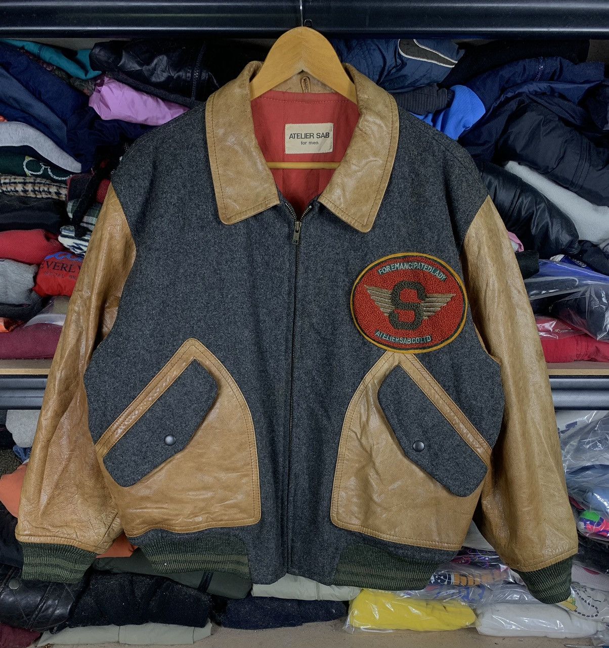 If Six Was Nine Vintage Japanese Brand Altier Sab Wool Leather Bomber Jacket Size US L / EU 52-54 / 3 - 1 Thumbnail