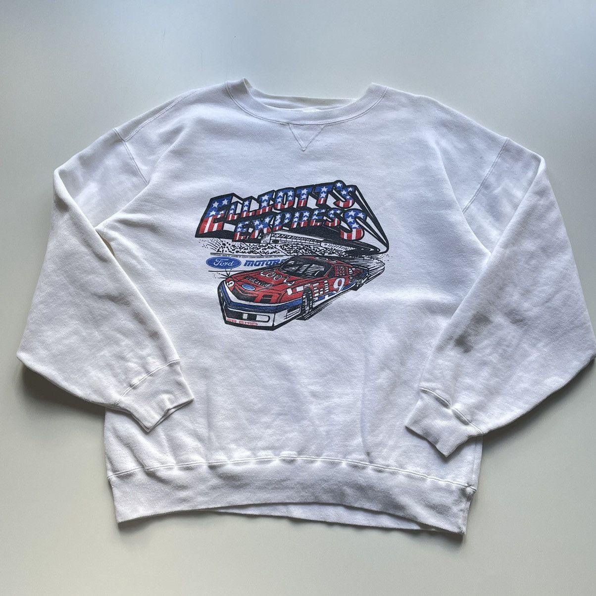 image of Vintage 90's Nascar Ford Coors Light Promo Graphic Crewneck in White, Men's (Size Large)