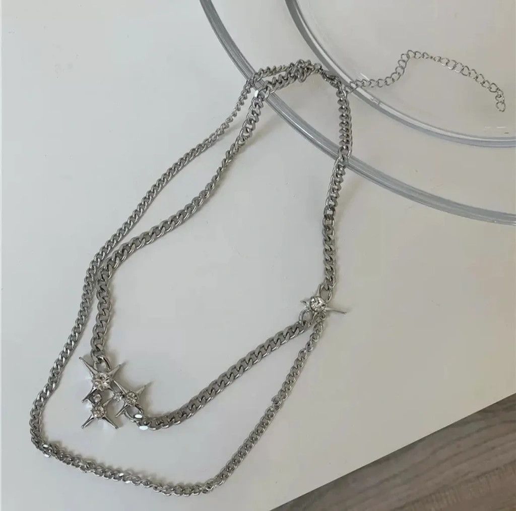 Japanese Brand × Jewelry × Vintage Shiny 3 Star Chains Tassel Layered Necklaces Size ONE SIZE - 4 Thumbnail