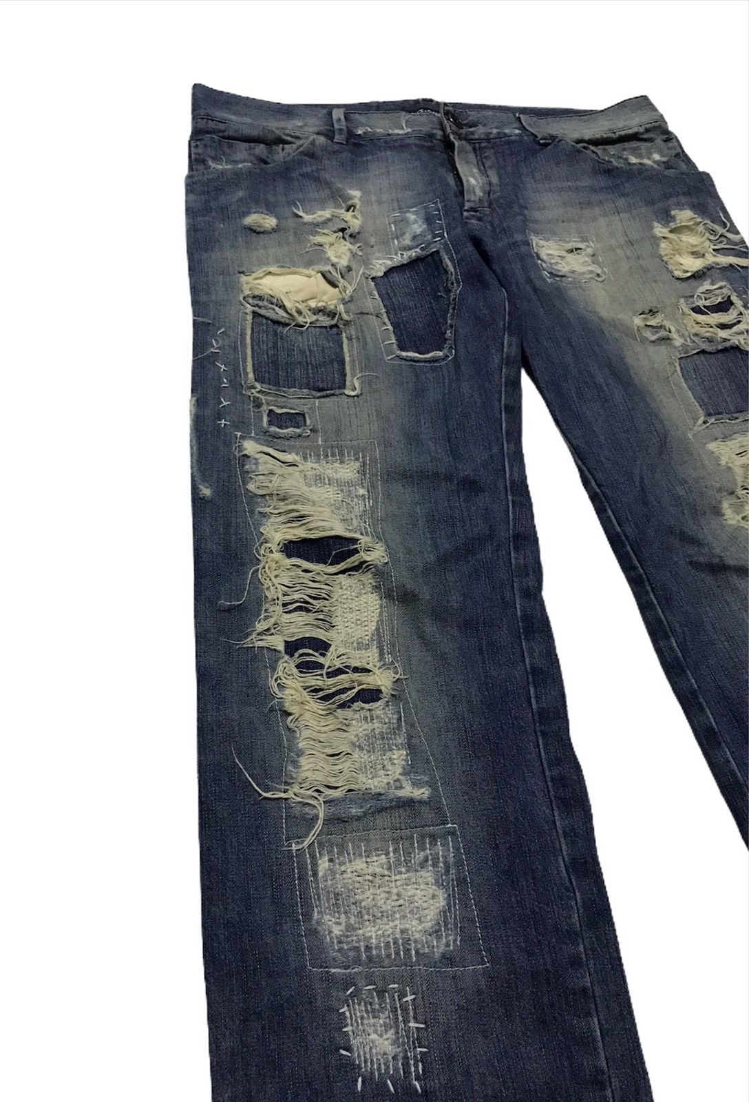 If Six Was Nine Dolce & gabbana distressed style patchwork blue denim jeans Size 34" / US 12 / IT 48 - 6 Thumbnail