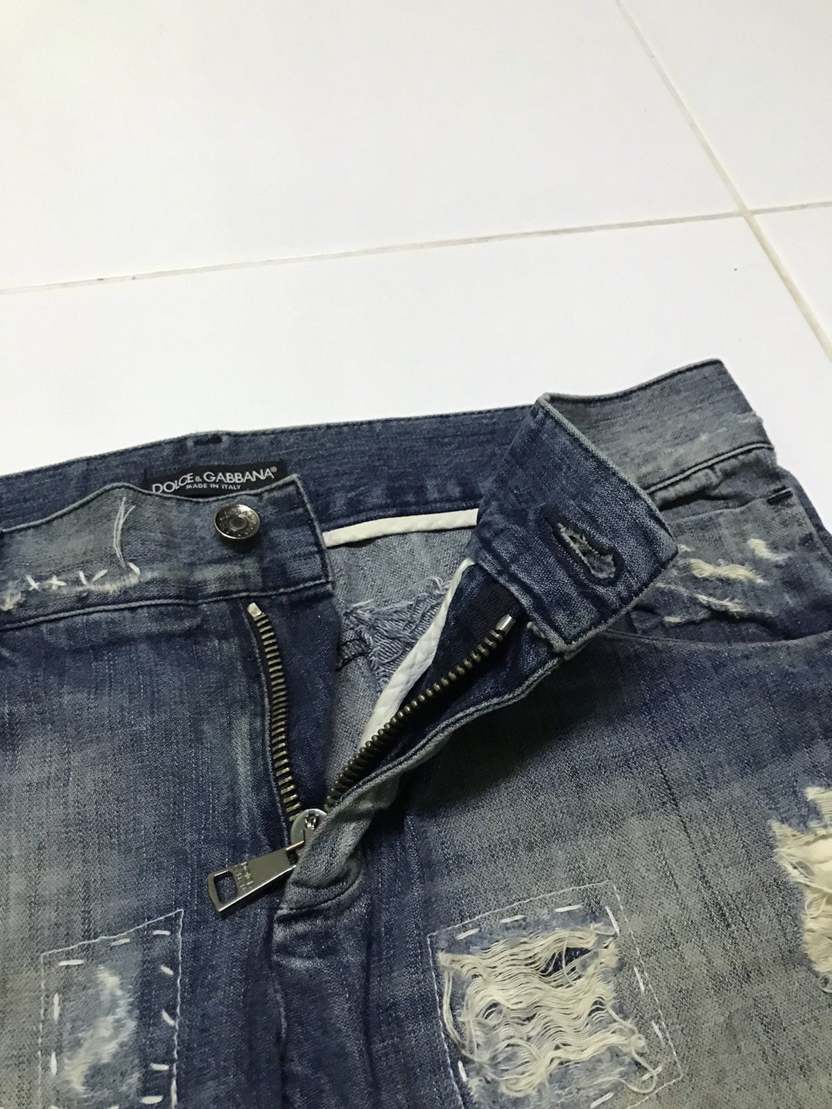 If Six Was Nine Dolce & gabbana distressed style patchwork blue denim jeans Size 34" / US 12 / IT 48 - 3 Thumbnail