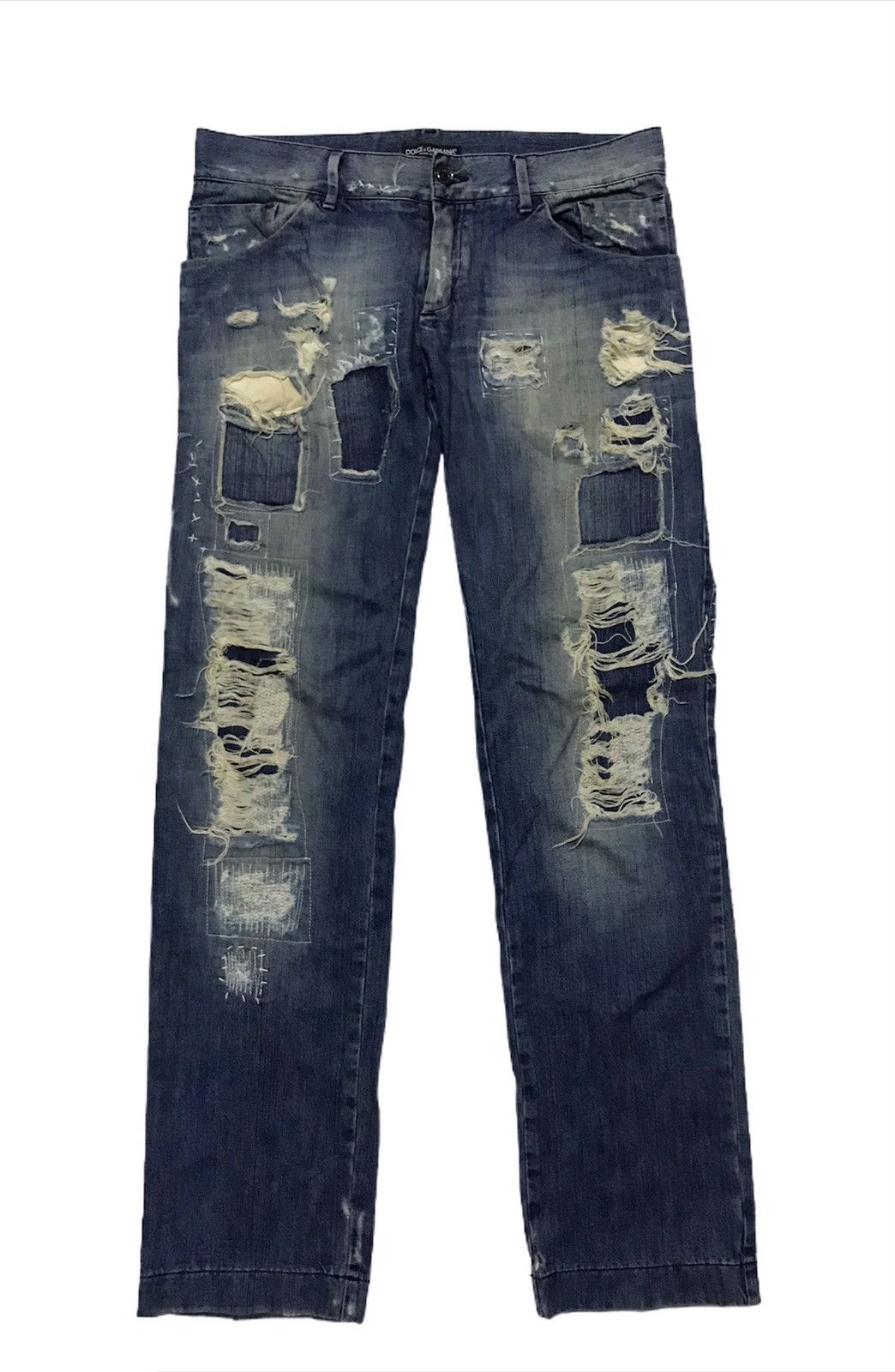If Six Was Nine Dolce & gabbana distressed style patchwork blue denim jeans Size 34" / US 12 / IT 48 - 1 Thumbnail