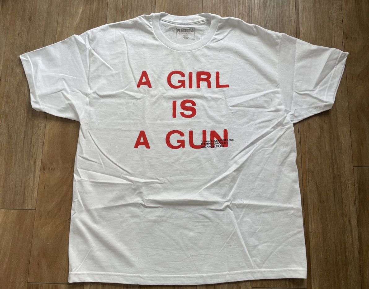 Pleasures 2XL XXL White A Girl is A Gun Tee Shirt Merch Joy Red Black Size US XXL / EU 58 / 5 - 1 Thumbnail
