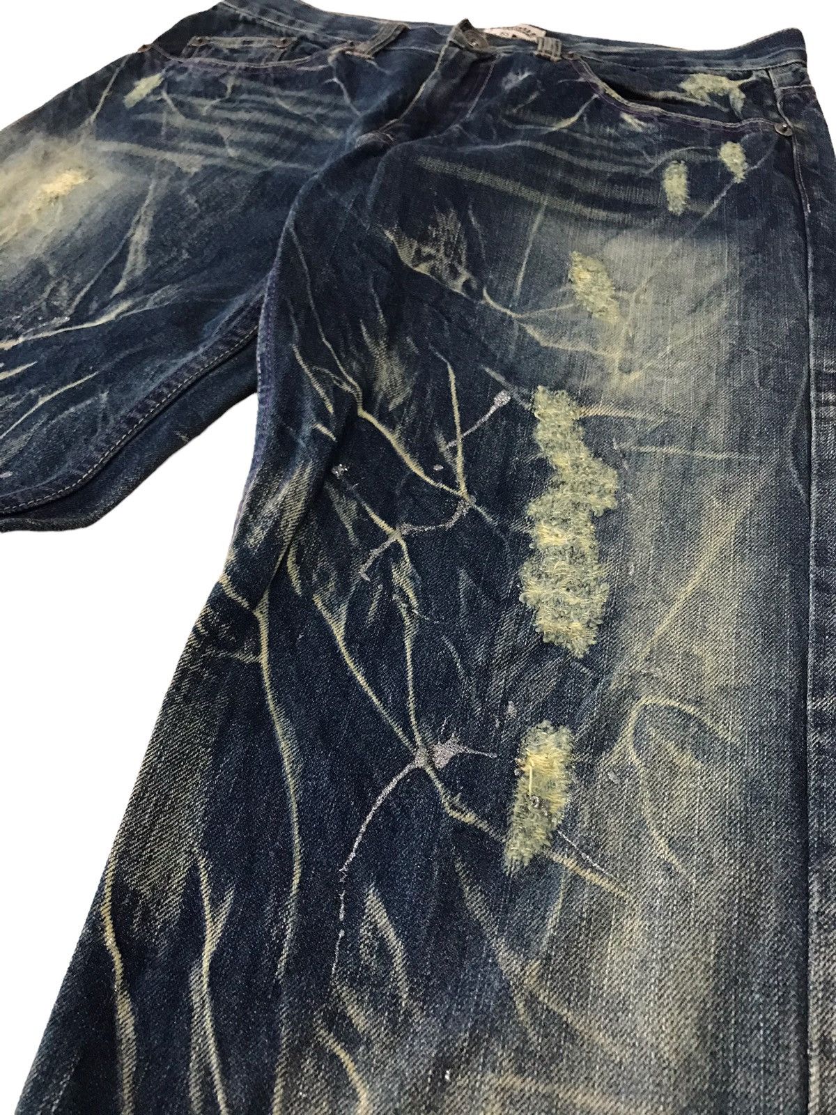 Japanese Brand Thrashed by Nylaus Jeans Ripped Distressed Denim Pant Size US 32 / EU 48 - 7 Thumbnail