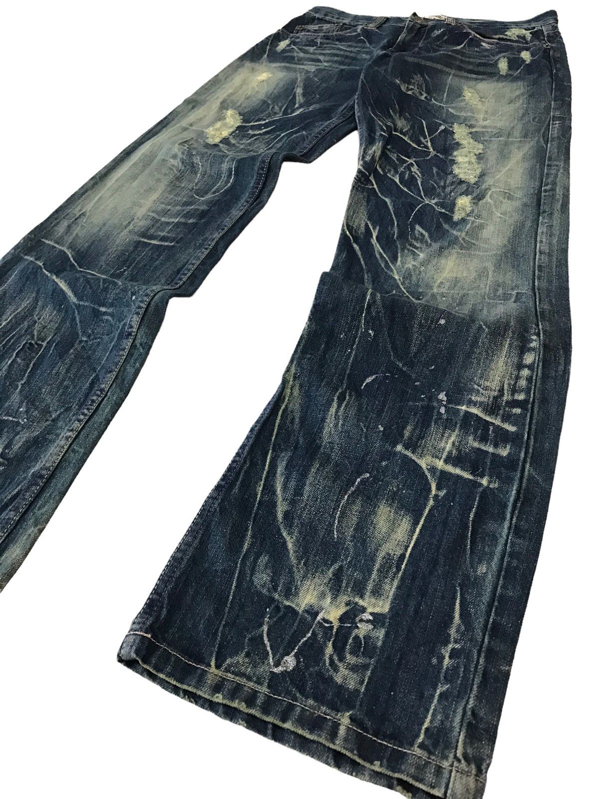 Japanese Brand Thrashed by Nylaus Jeans Ripped Distressed Denim Pant Size US 32 / EU 48 - 3 Thumbnail