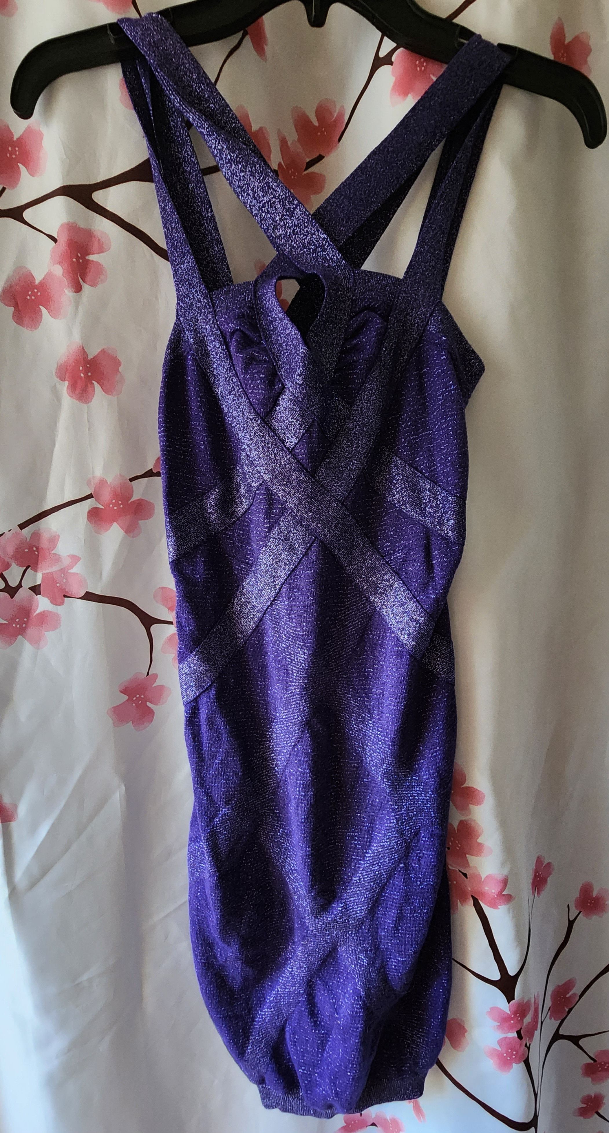 Other Wow Couture Purple Sparkle Crisscross Bandage Dress S Size S / US 4 / IT 40 - 1 Thumbnail