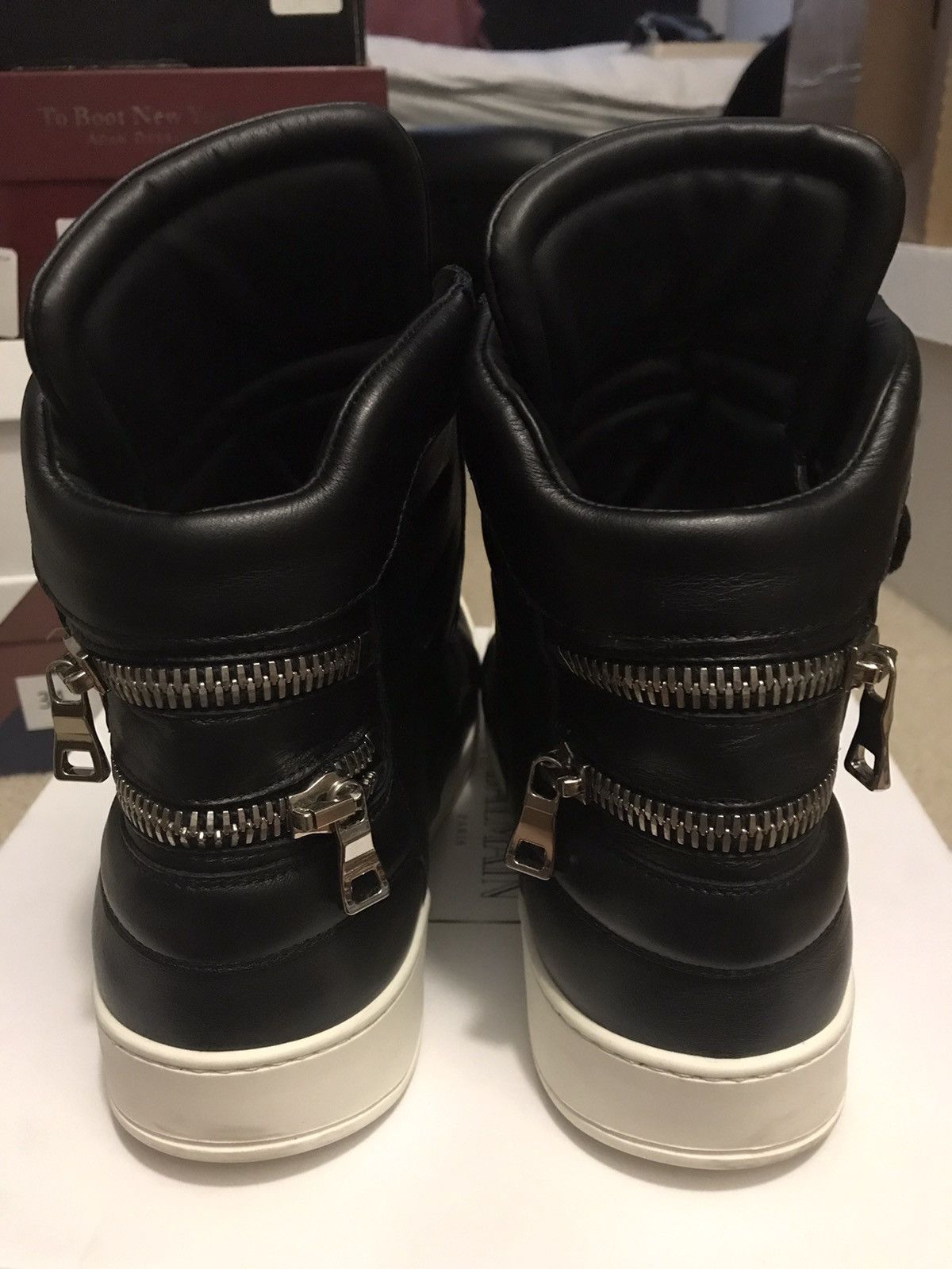 Balmain BALMAIN High Top Leather Sneakers Black Size 10/43 Size US 10 / EU 43 - 3 Thumbnail