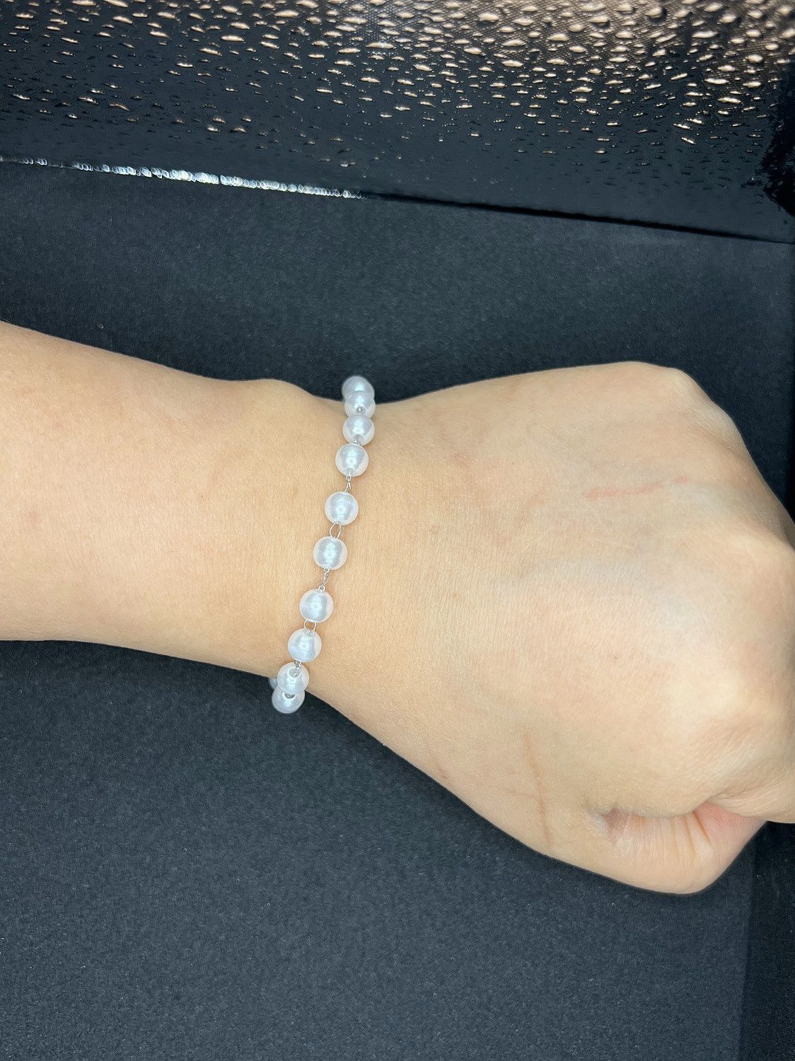 Handmade White Pearl Beads Chain Bracelet Size ONE SIZE - 3 Thumbnail