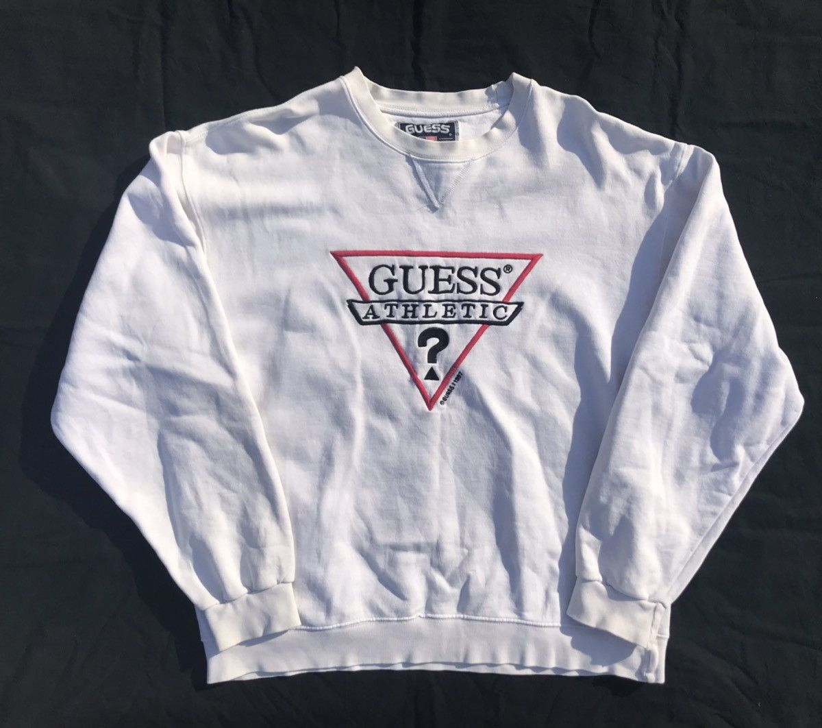 image of 97 Guess Athletic Crewneck Sweatshirt in White, Men's (Size Medium)