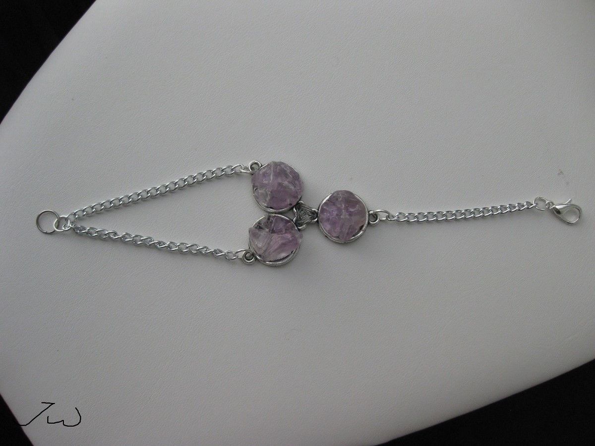 Handmade × Jewelry Amethyst Chips Chain Bracelet Size ONE SIZE - 1 Thumbnail