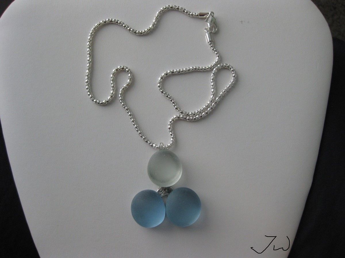 Handmade Round Sea Glass Chain Necklace Size ONE SIZE - 4 Thumbnail
