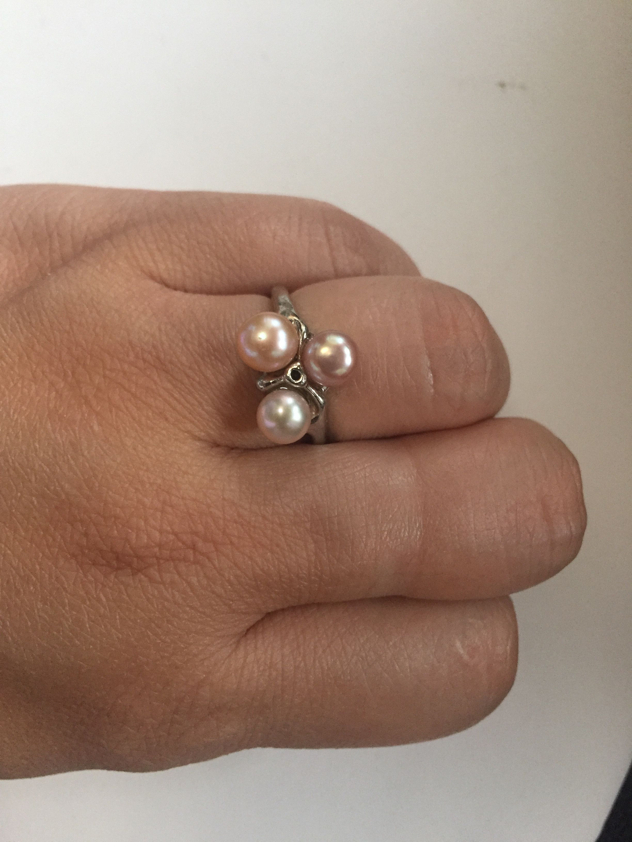 Jewelry 3 Pink Pearls Tibetan Silver Ring - Size 6.5 Size ONE SIZE - 3 Thumbnail
