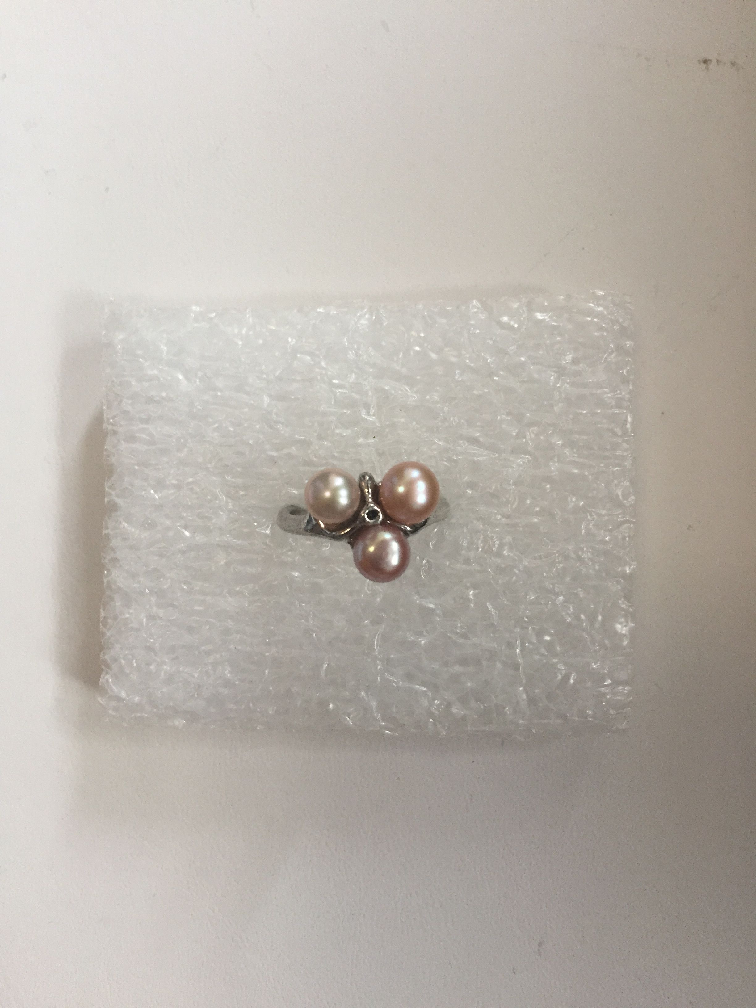 Jewelry 3 Pink Pearls Tibetan Silver Ring - Size 6.5 Size ONE SIZE - 1 Thumbnail