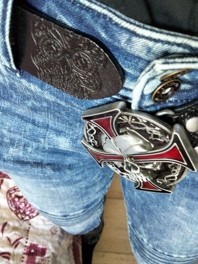 Leather Skull Leather Belt Size ONE SIZE - 3 Thumbnail