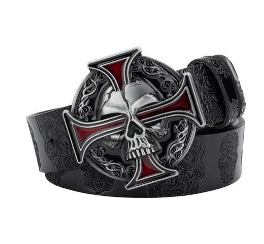 Leather Skull Leather Belt Size ONE SIZE - 1 Thumbnail