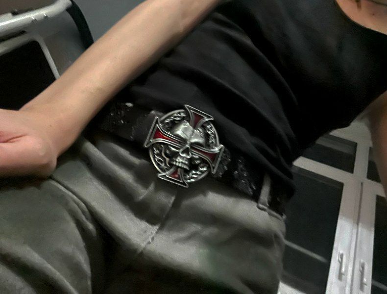 Leather Skull Leather Belt Size ONE SIZE - 5 Thumbnail