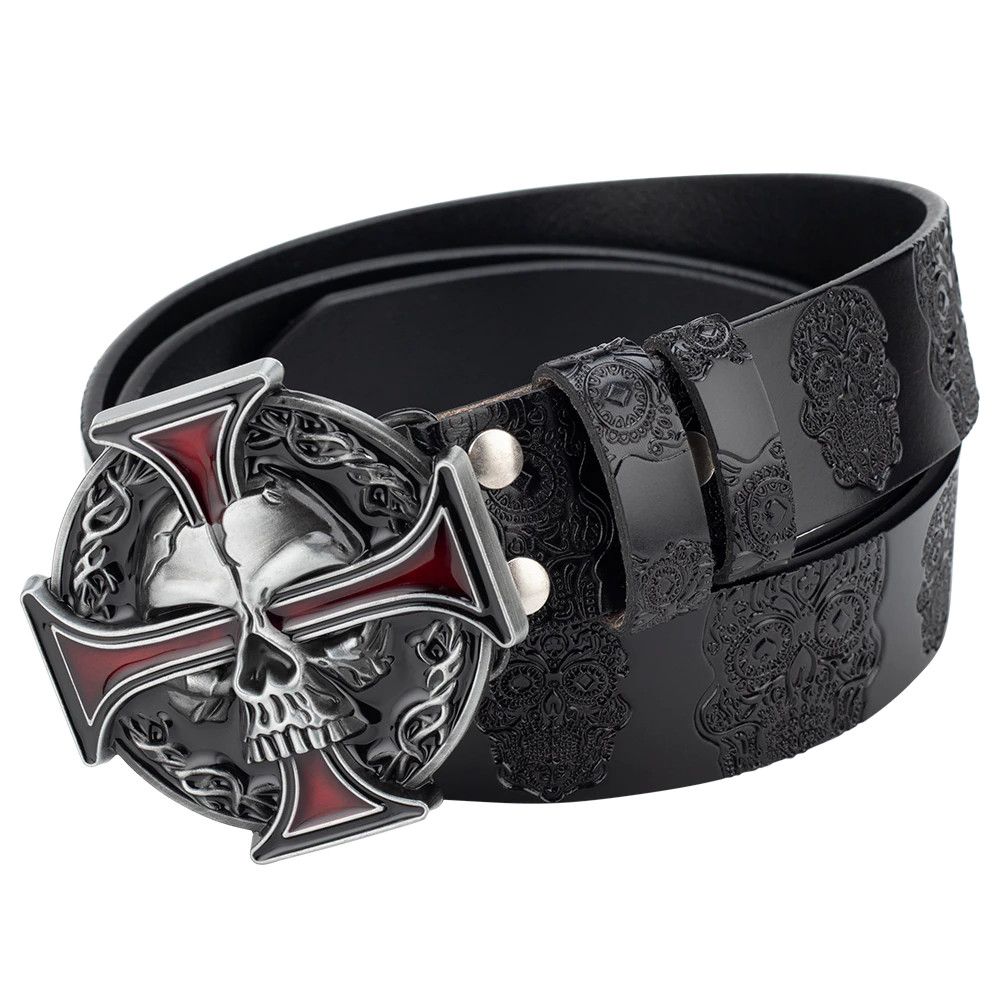 Leather Skull Leather Belt Size ONE SIZE - 2 Thumbnail