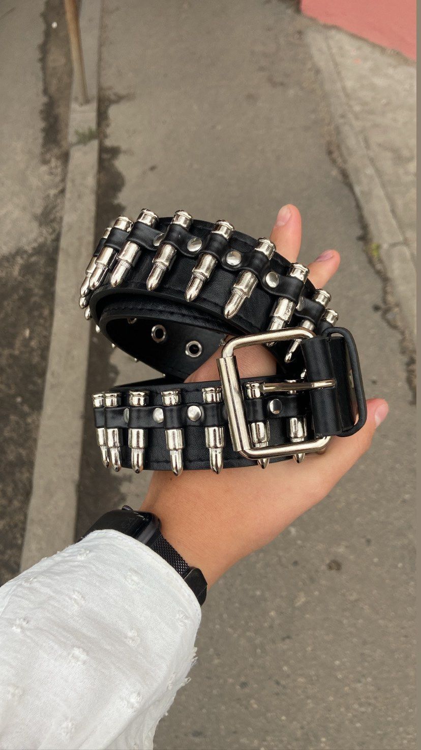 Leather punk belt Size ONE SIZE - 3 Thumbnail