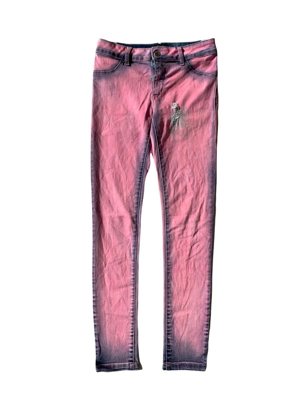 Just Cavalli Just Cavalli Wax Distressed Crazy Details Pink Denim Pants Size US 26 / EU 42 - 1 Thumbnail