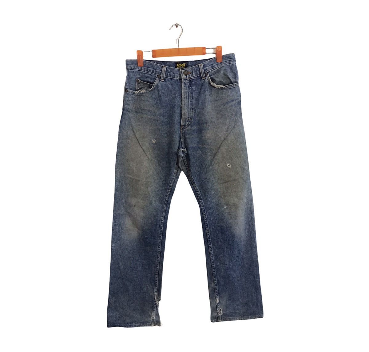 Schott Schott NYC Distressed Denim Jeans Indigo Straight Cut Size US 30 / EU 46 - 1 Thumbnail