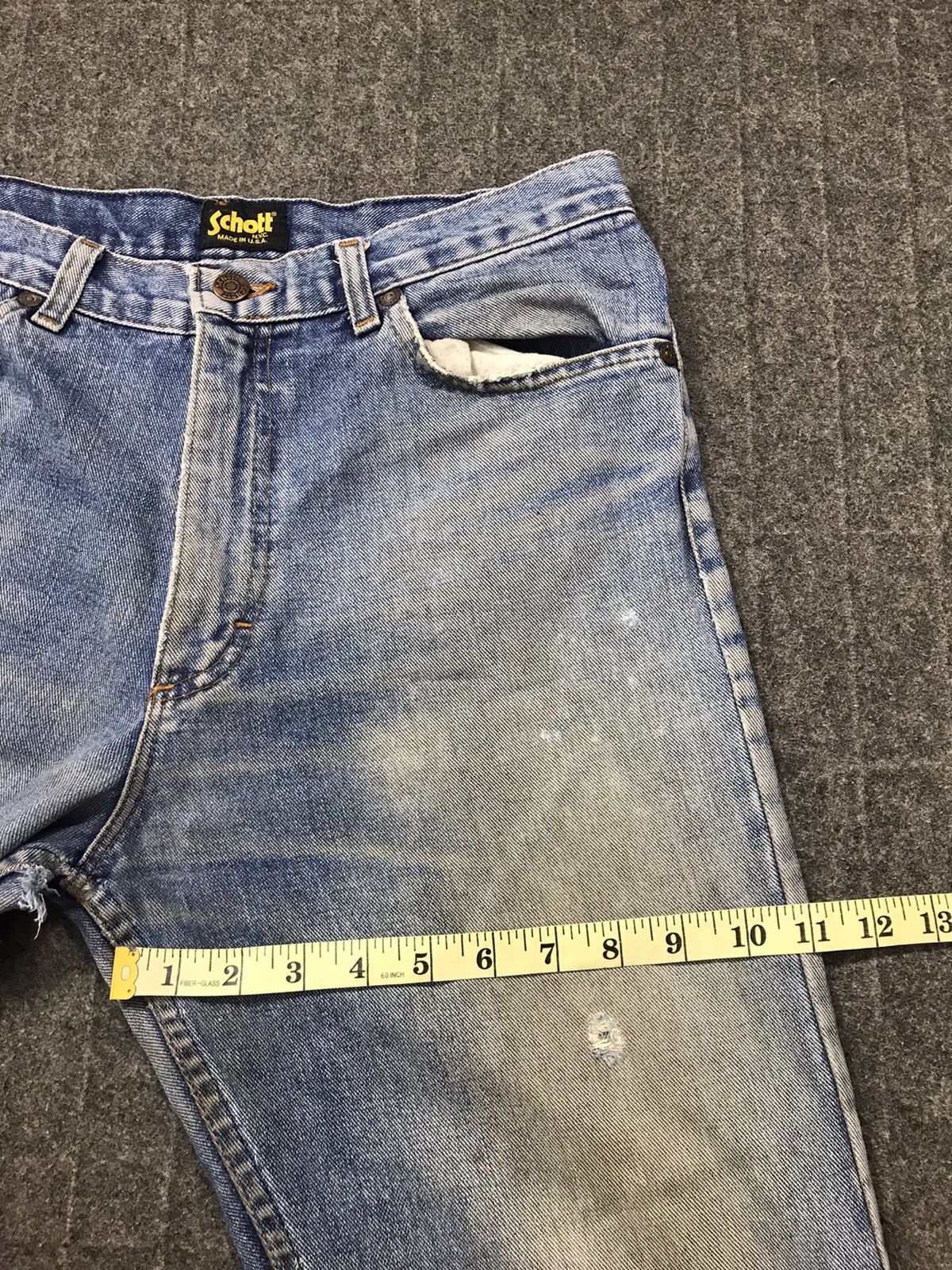 Schott Schott NYC Distressed Denim Jeans Indigo Straight Cut Size US 30 / EU 46 - 16 Thumbnail