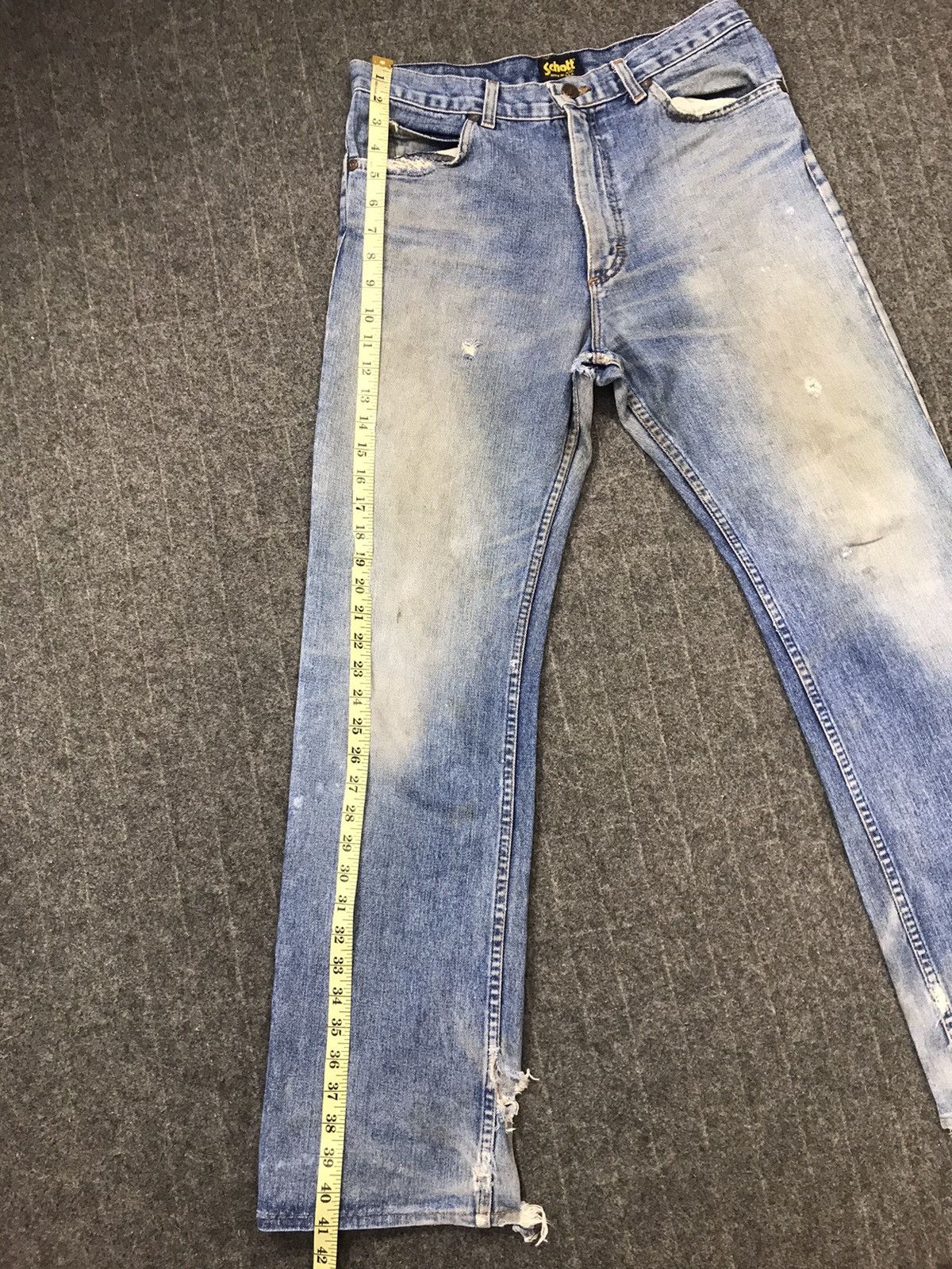 Schott Schott NYC Distressed Denim Jeans Indigo Straight Cut Size US 30 / EU 46 - 13 Thumbnail