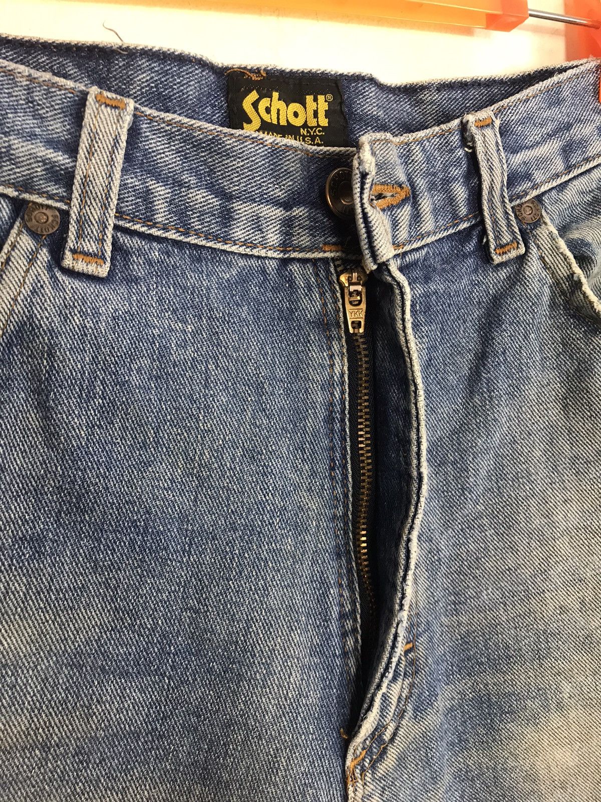 Schott Schott NYC Distressed Denim Jeans Indigo Straight Cut Size US 30 / EU 46 - 7 Thumbnail