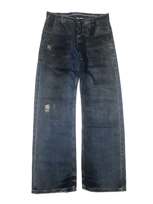 Rick Owens Rick Owens SLAB distressed coated mud wash denim jeans Grailed