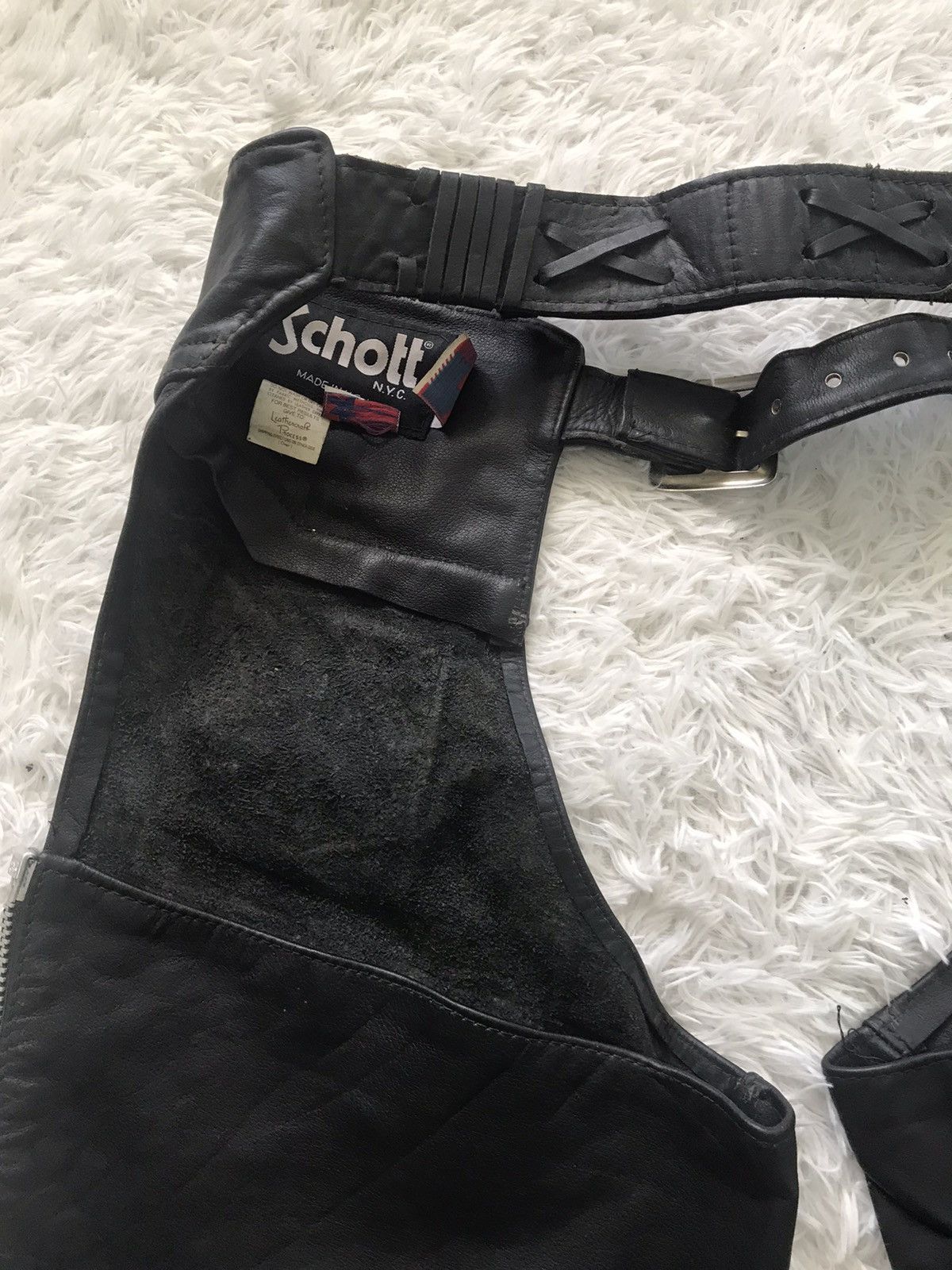 Leather × Schott Schott NYC Motorcycle Leather Chaps Pant Size US 38 / EU 54 - 14 Thumbnail