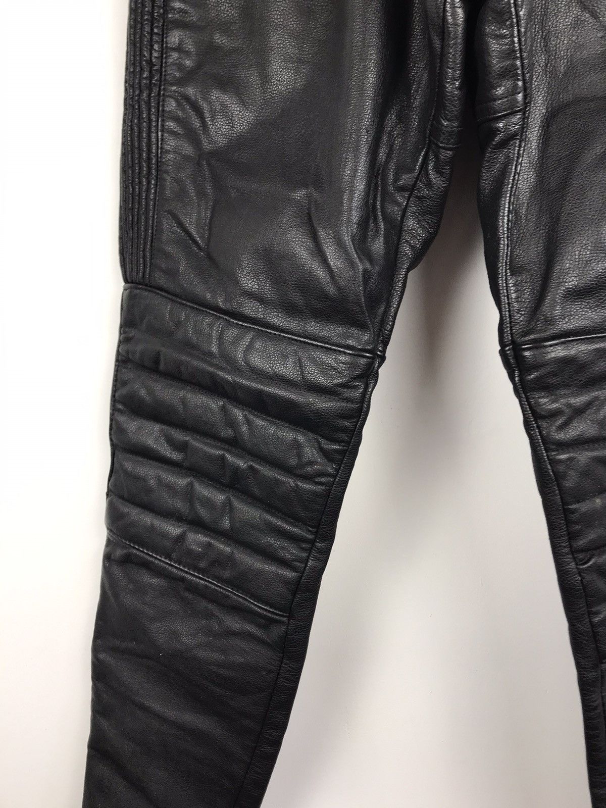 Genuine Leather Vintage Racing Biker Y2K Rave Leather Heavy Pants Size US 30 / EU 46 - 6 Thumbnail